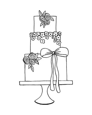 Düğün davetiyeleri veya duyurular için vektör düğün pastası illüstrasyon