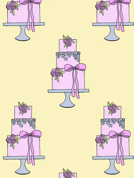 Διάνυσμα γαμήλια τούρτα σχέδιο για προσκλήσεις γάμου ή ανακοινώσεις — Διανυσματικό Αρχείο
