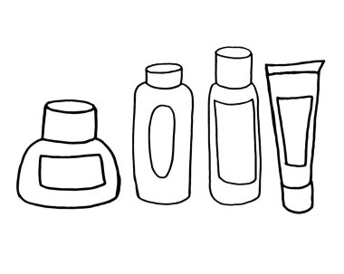 El yapımı kozmetik aletler. Kozmetik geçmişi. İzole güzellik ürünleri. Yüz estetiği. Makyaj. Ruj izi. Göz kırbacı. Mascara. Fırça. Cazibeli vektör çizimi. Makyaj paketi tasarla. Tuvalet eşyası..