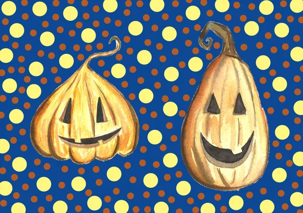 Halloween-Kürbis-Jack-Set, isoliertes Objekt auf Hintergrund, handgezeichnete Aquarell-Illustration, Cartoon-Figur — Stockfoto