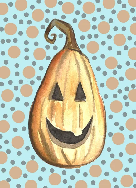 Halloween pumpkin Jack set, isolated object on background, watercolor hand drawn illustration, cartoon character — Stock Photo, Image