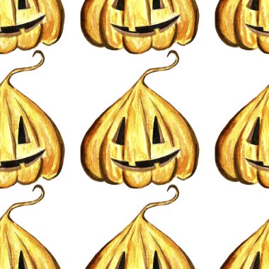 Halloween kabak Jack desen, beyaz arka plan üzerinde izole nesne, suluboya el çizilmiş illüstrasyon, çizgi film karakteri