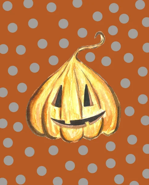 Halloween kabak Jack seti, arka planda izole nesne, suluboya el çizilmiş illüstrasyon, çizgi film karakteri — Stok fotoğraf