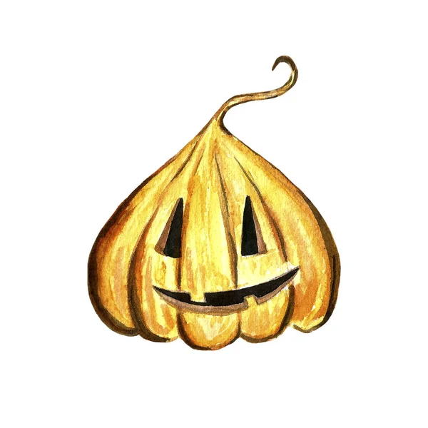 Halloween pompoen Jack set, geïsoleerd object op de achtergrond, aquarel hand getekende illustratie, cartoon karakter — Stockfoto
