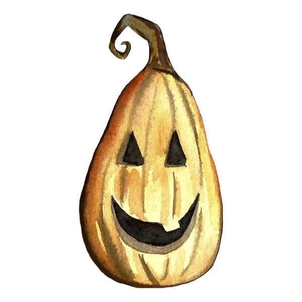 Halloween pompoen Jack set, geïsoleerd object op de achtergrond, aquarel hand getekende illustratie, cartoon karakter — Stockfoto