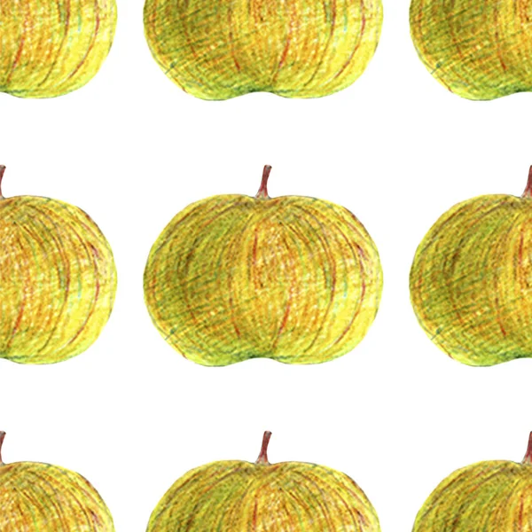 赤いリンゴ、バナナ、梨、サクランボの明るい果物を背景に完全に隔離した水彩シームレスなパターン。夏, 収穫, ジューシー — ストック写真