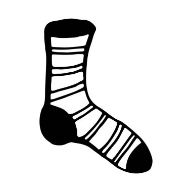 Kış el çizilmiş vektör seti. Şapka, çorap, eldiven, zarf, mektup, hediye, hediye kutusu izole el çizilmiş elemanları. Kış illüstrasyonları, desenler, kartpostallar, davetiyeler için