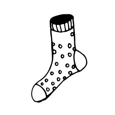 Kış el çizilmiş vektör seti. Şapka, çorap, eldiven, zarf, mektup, hediye, hediye kutusu izole el çizilmiş elemanları. Kış illüstrasyonları, desenler, kartpostallar, davetiyeler için