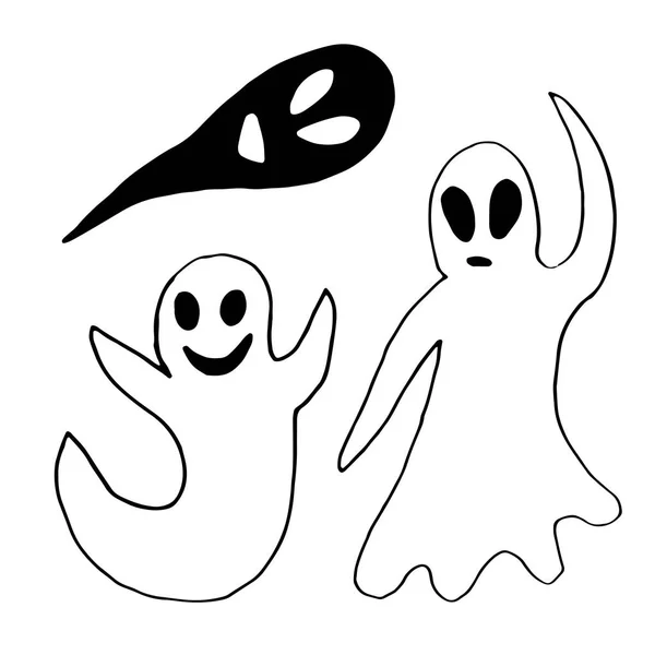 Gran colección de Halloween con murciélago, calabaza, bruja, fantasma, elemento facial de miedo para el diseño, ilustración vectorial — Archivo Imágenes Vectoriales