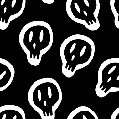 Beyaz kafatası ve beyaz arka planda izole edilmiş çapraz kemikler. Tasarım, ağ, ambalaj kağıdı, kumaş için vektör illüstrasyonu.