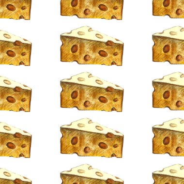 Beyaz arkaplanda yeşil enginarlar ve peynirli el boyası suluboya poster.