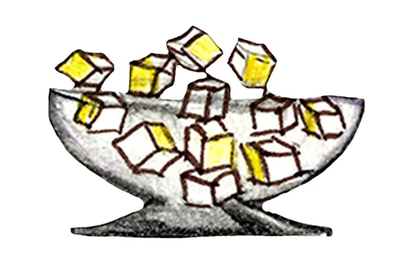 Ескіз акварелі набір свіжих цукерок для випічки круасанів. Джем, морозиво, пиріг, пекарня. Доброго ранку, свята, свята — стокове фото