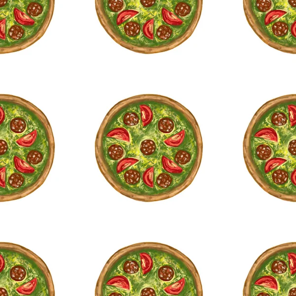 Aquarell Fast Food Illustrationselement. Pizza, Sandwich. Essen, Café, Speisekarte, Restaurant. — Stockfoto