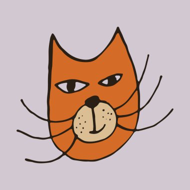 Kedi yüzünün el çizimi vektör çizimi