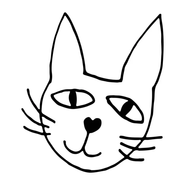 Illustration vectorielle dessinée à la main du visage de chat — Image vectorielle