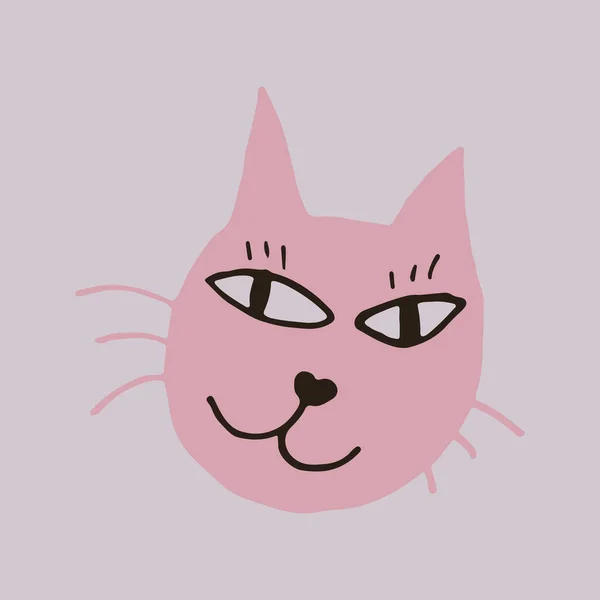 Ilustración vectorial dibujada a mano de cara de gato — Vector de stock