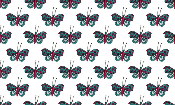 Бесшовный рисунок с нарисованными вручную бабочками — стоковое фото