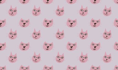 Kedi yüzünün el çizimi vektör çizimi