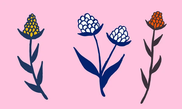 Vecteur dessiné à la main Illustration de fleurs sauvages — Image vectorielle