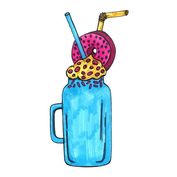 Illustration zum handgezeichneten Milchshake — Stockfoto