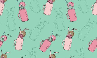 Elle çizilmiş milkshake ile kusursuz desen