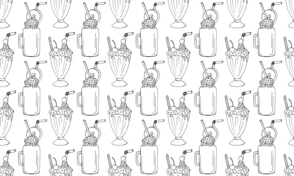 Elle çizilmiş milkshake ile kusursuz desen