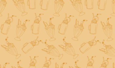 Elle çizilmiş milkshake ile kusursuz desen