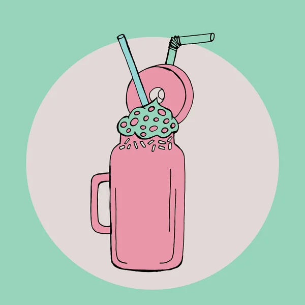 Hand getrokken milkshake vector illustratie — Stockvector