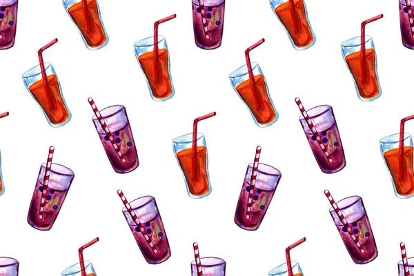 Seamless pattern with hand drawn cocktails