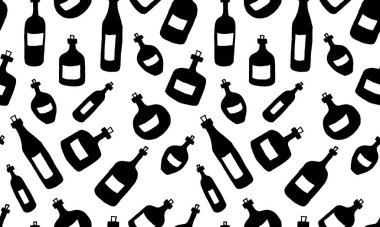 Şişelerle el çizimi vektörsüz desen