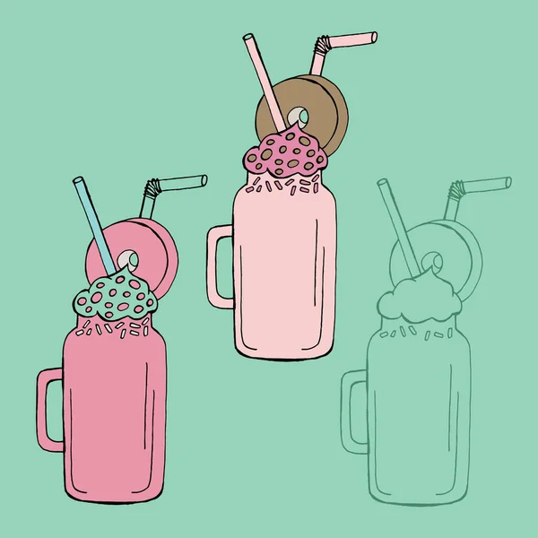 Hand getrokken milkshake vector illustratie — Stockvector