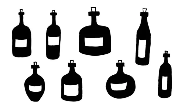 Hand drawn vector illustration of bottles — Stock Vector