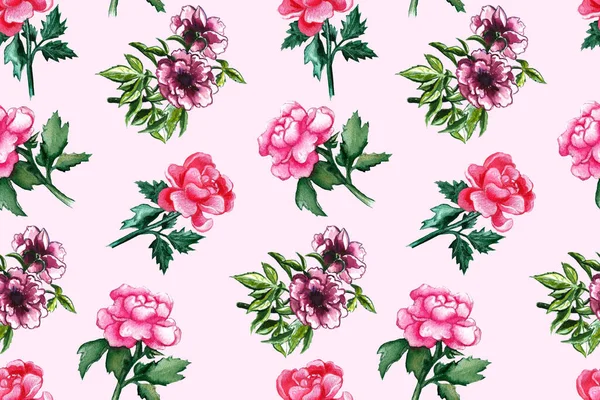 꽃무늬는 꽃무늬이다 손으로 물갈퀴가 아름다운 식물학 분홍빛 줄기에 — 스톡 사진