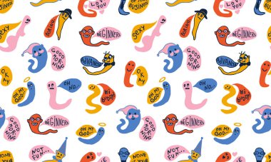 Konuşma baloncuklu komik solucanlar.