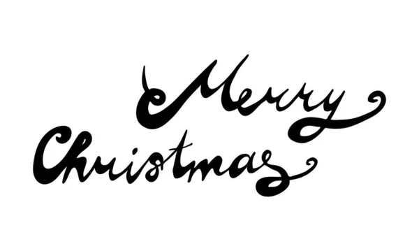 Hand drawn Merry Christmas lettering text — Stock Vector