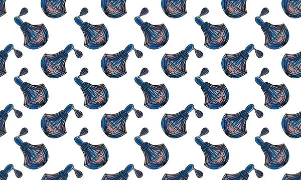 Elle çizilmiş parfüm şişeleriyle kusursuz desen.