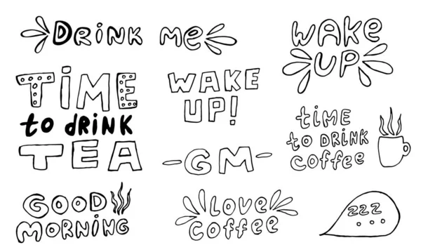 Vector handwritten morning mood phrases — Stock Vector