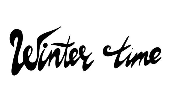 Hand drawn winter time lettering text — Stock Vector