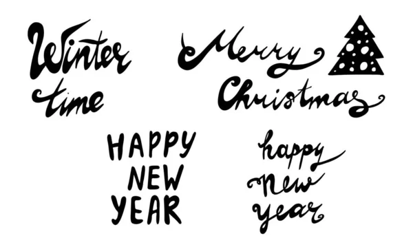 Hand drawn Christmas lettering text — Stock Vector