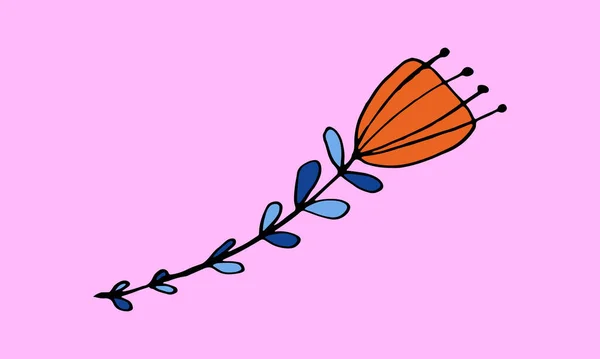 茎に手描き花頭 — ストックベクタ