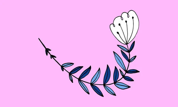 Cabeça de flor desenhada à mão em um tronco — Vetor de Stock