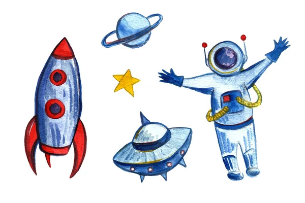 Akvarell utrymme och astronautik illustration — Stockfoto