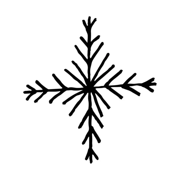 Copo de nieve simple garabato ilusatración — Vector de stock