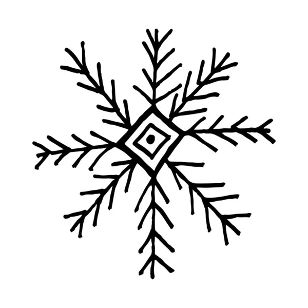 Copo de nieve simple garabato ilusatración — Vector de stock