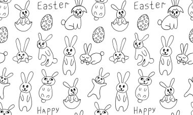 Şirin Paskalya tavşanları çizimi