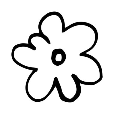 El çizimi çiçek başı çizimi. Beyaz arkaplanda izole edilmiş basit çiçek ögesi