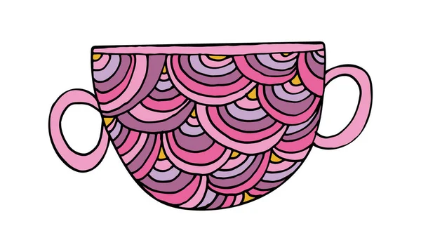 Handgetekende Doodle Cup Eenvoudig Element Geïsoleerd Witte Achtergrond — Stockvector