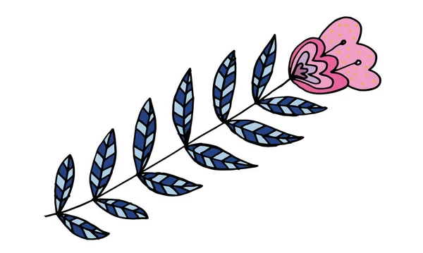 Handgezeichnete Doodle Blume Illustration Einfaches Florales Element Isoliert Auf Weißem — Stockvektor