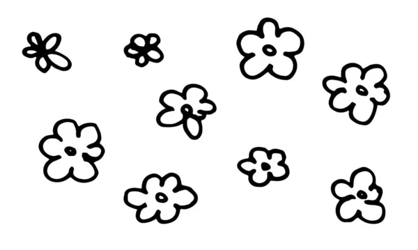 Illustrazione di fiori scarabocchiati disegnati a mano — Vettoriale Stock