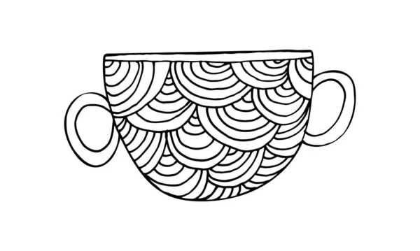 Handritad doodle kopp för färgning — Stock vektor